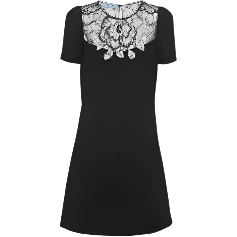 PRADA Lace panelled Cady Mini Dress