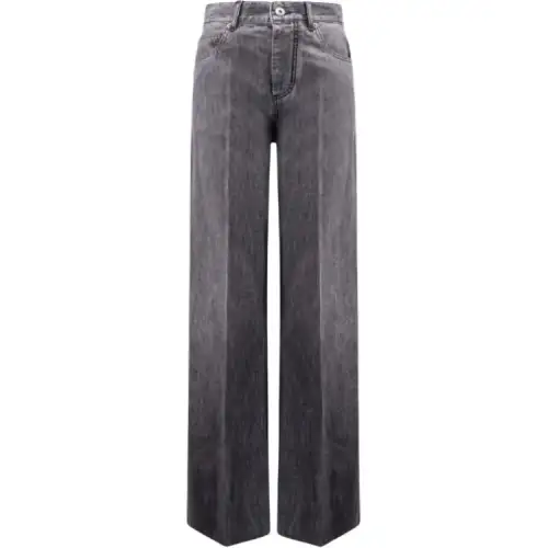 Bottega Veneta Logo Patch Washed Palazzo Denim Jeans