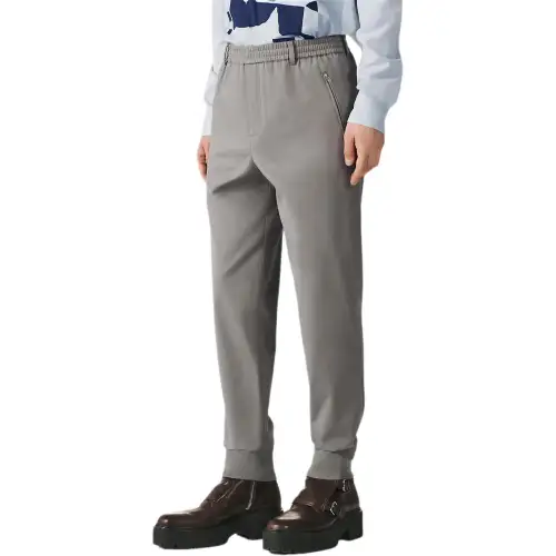 HERMES Casual Pants Men's Gray Moderate Cuffed Pants
