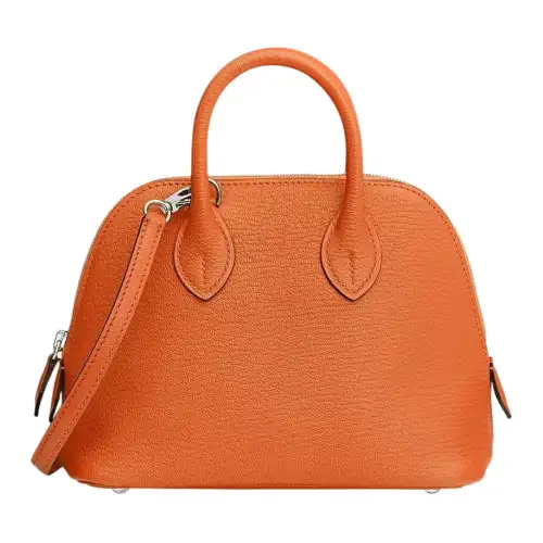 HERMES Bolide Goatskin Handbag Mini Women's Orange
