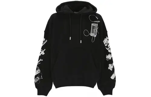 OFF WHITE Logo Printed Drawstring Hoodie
