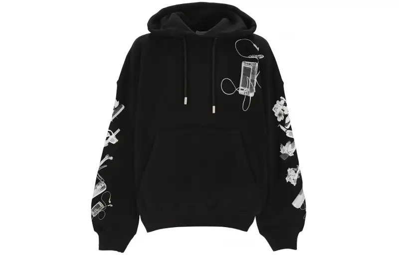OFF WHITE Logo Printed Drawstring Hoodie