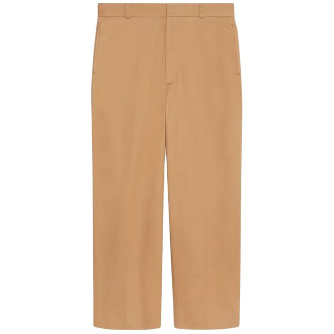 GUCCI Cotton Drill Trousers Casual Pants Men's Light Brown