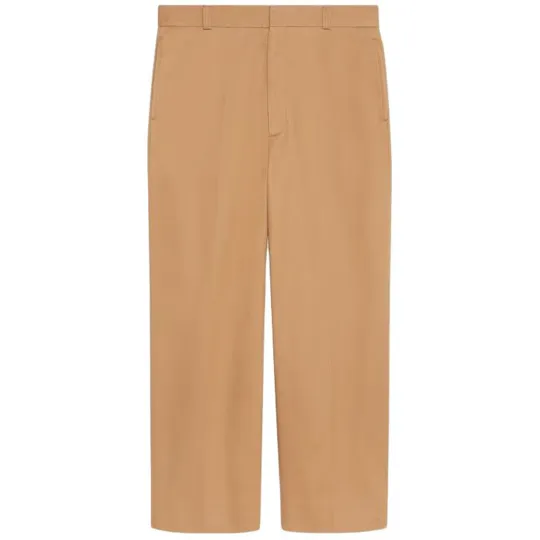 GUCCI Cotton Drill Trousers Casual Pants Men's Light Brown