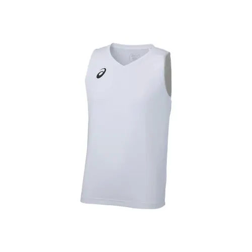ASICS T Shirts Unisex White V Neck Moderate Straight Fit