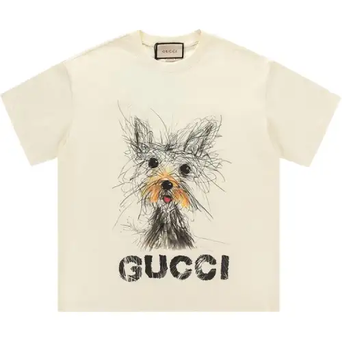 GUCCI T Shirts Unisex Ecru Crew Neck Thin