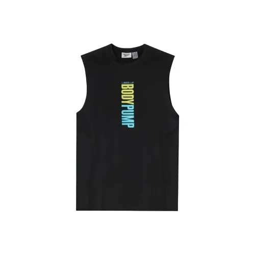 Reebok Tank Tops Men's Black Crew Neck Moderate Straight Fit