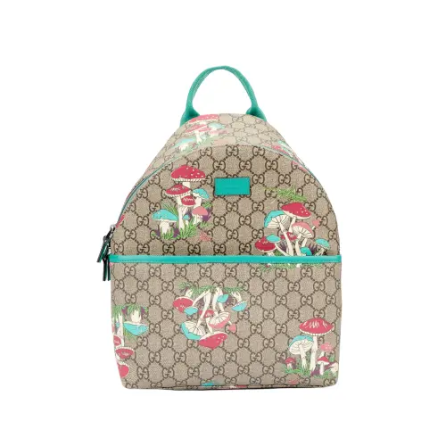 GUCCI Fabric Backpack Kids' Ebony & Mint Green & Candy