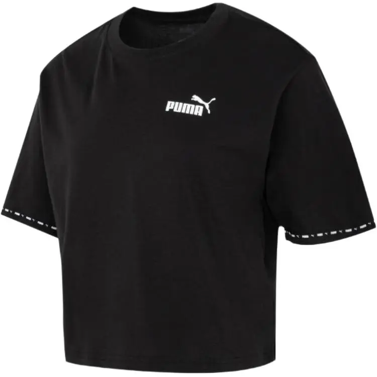 PUMA T-Shirts Women's Black Crew Neck Moderate Straight Fit