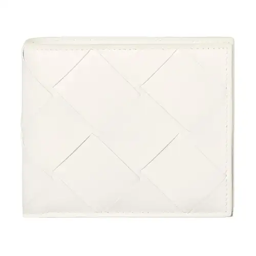 Bottega Veneta Intreccio Smooth Cow Leather With Sheepskin Wallet Men's White