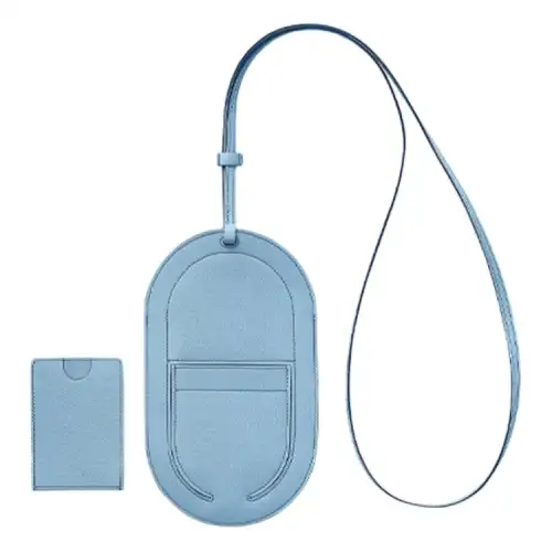 HERMES In The Loop Mysore Goat Skin Cell Phone Pouch Large Women's Sky Blue