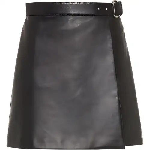 MIU MIU Leather Short Skirts Women's Black