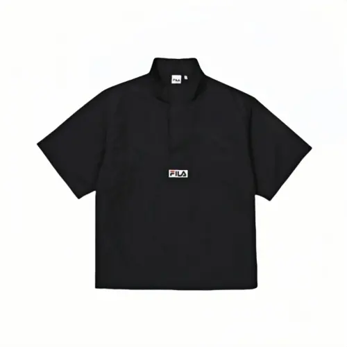 FILA Travel sleeves, black shirt, with your logo imprint, loose straight fit, with short sleeve