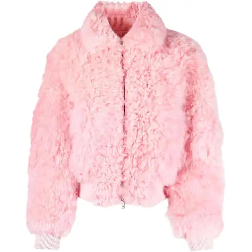 Bottega Veneta Cropped Coats Women's Pink Lapel Moderate
