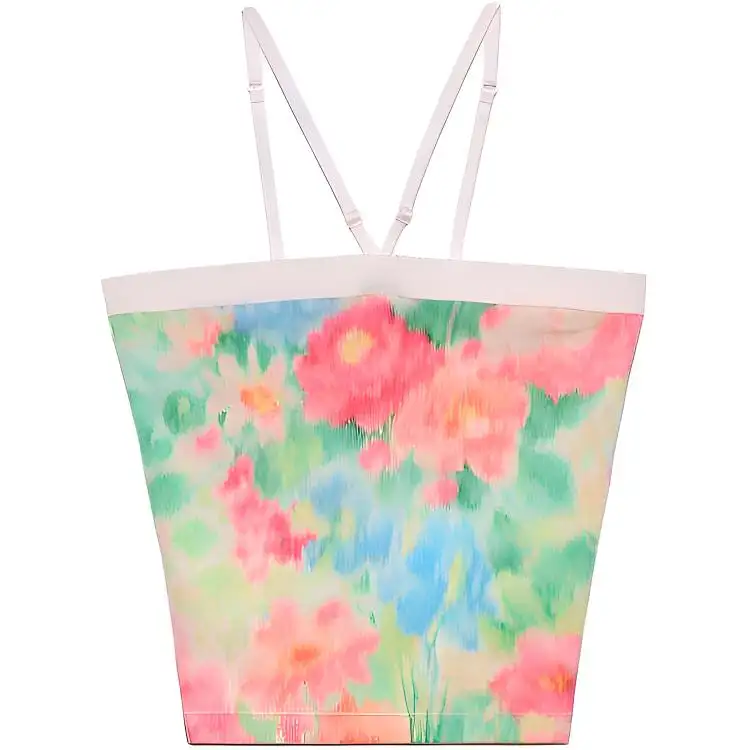 Prada floral-print triangle-logo top