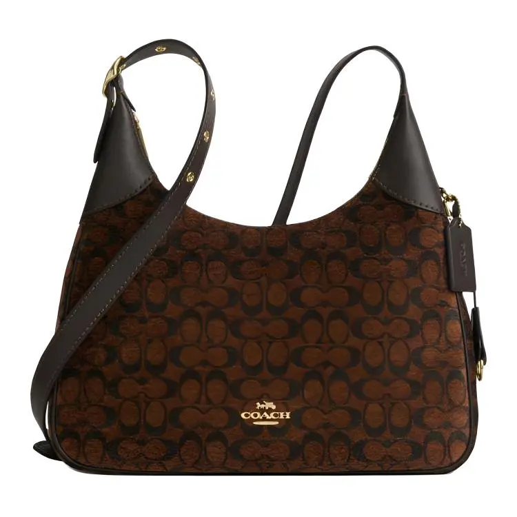 COACH Ella Fabric Underarm Shoulder Bag Large Women's Truffle Brown