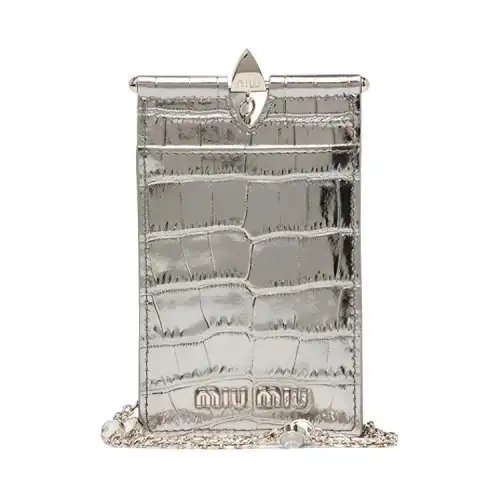MIU MIU Calfskin Card Holder Women's Silver