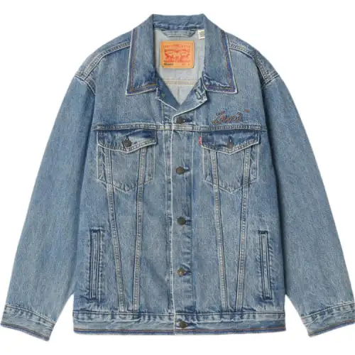 Levi’s American retro washed and distressed casual single-breasted long-sleeved denim jacket for men