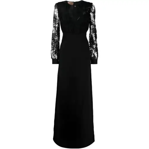 lace-embellished evening dress