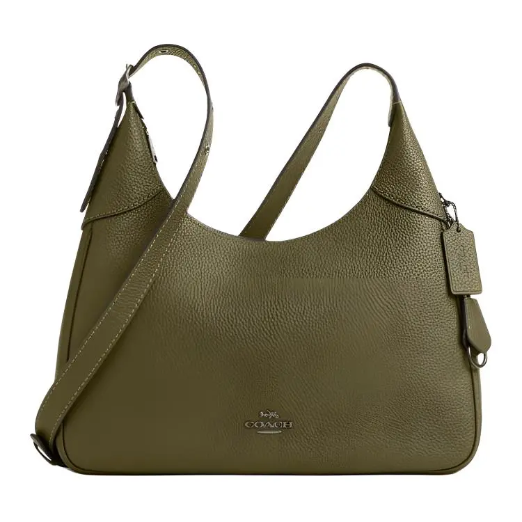 COACH Ella Cow Leather Crossbody Bag, Shoulder Bag Large Women's Olive Green