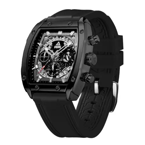 PEAK Pioneer Collection Quartz Movement Silicone Strap Watch Men's Watches Black Dial