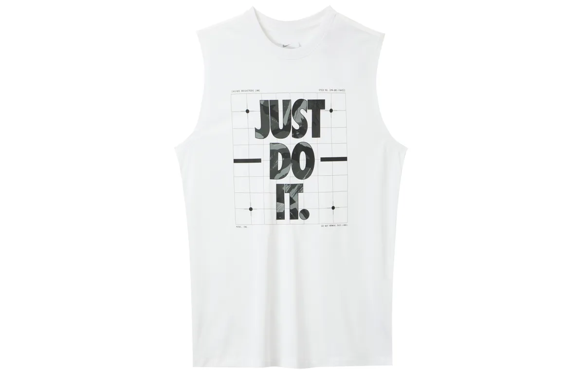 Nike Tank Tops Men's White Crew Neck Moderate Straight Fit