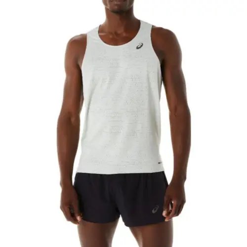 ASICS Tank Tops Men's Gray Crew Neck Moderate Straight Fit
