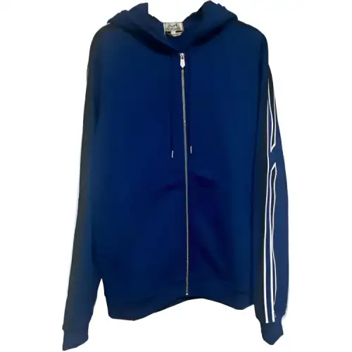 HERMES Sweatshirts Men's Blue Hooded Moderate Cardigan