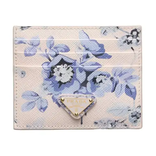 PRADA Saffiano Leather Card Holder Women's Very Peri