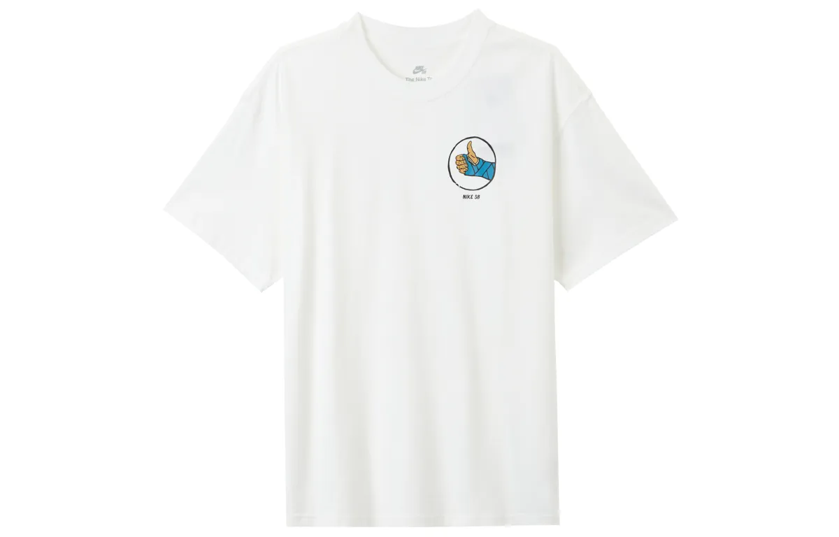 Nike SB T-Shirts Men's White Crew Neck Moderate Straight Fit