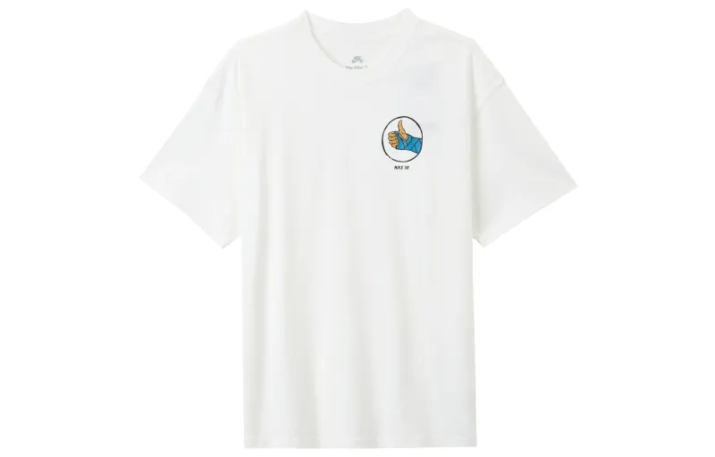 Nike SB T Shirts Men's White Crew Neck Moderate Straight Fit