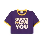 GUCCI SS23 Drop Shoulder Sleeve T Shirt Women's Dark Purple