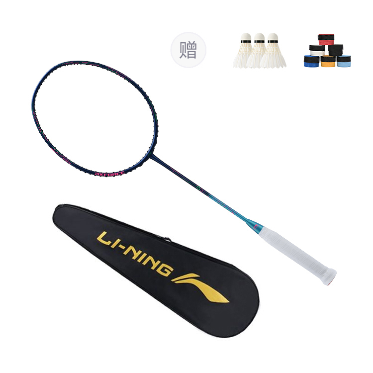 Li Ning Thunder 50 Full Carbon Badminton Rackets Offensive Type Heavy Head, Stiff Shaft Upper Class 675mm Blue Green