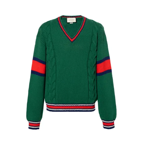 GUCCI Sweaters Men's Green V Neck Moderate Other