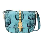 GUCCI Sylvie 1969 Python Skin Crossbody Bags Mini Women's Blue
