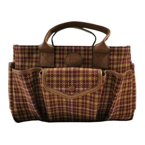 GUCCI Canvas Leather Tote Bag, Shopping Bag Kids' Brown Red