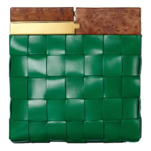 Bottega Veneta Woven Lambskin Clutch Women's Green