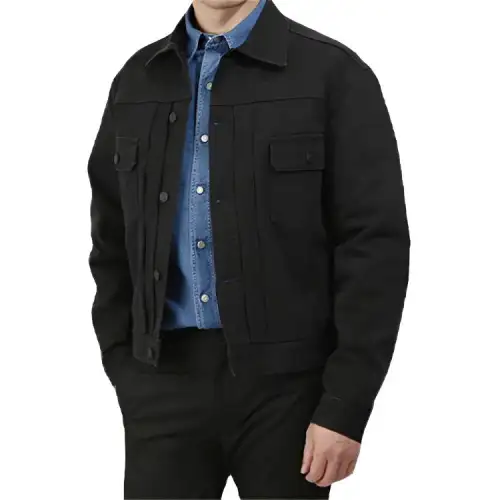 DIOR Quarterly New Products Denim Jackets Men's Black Lapel Moderate Straight Fit