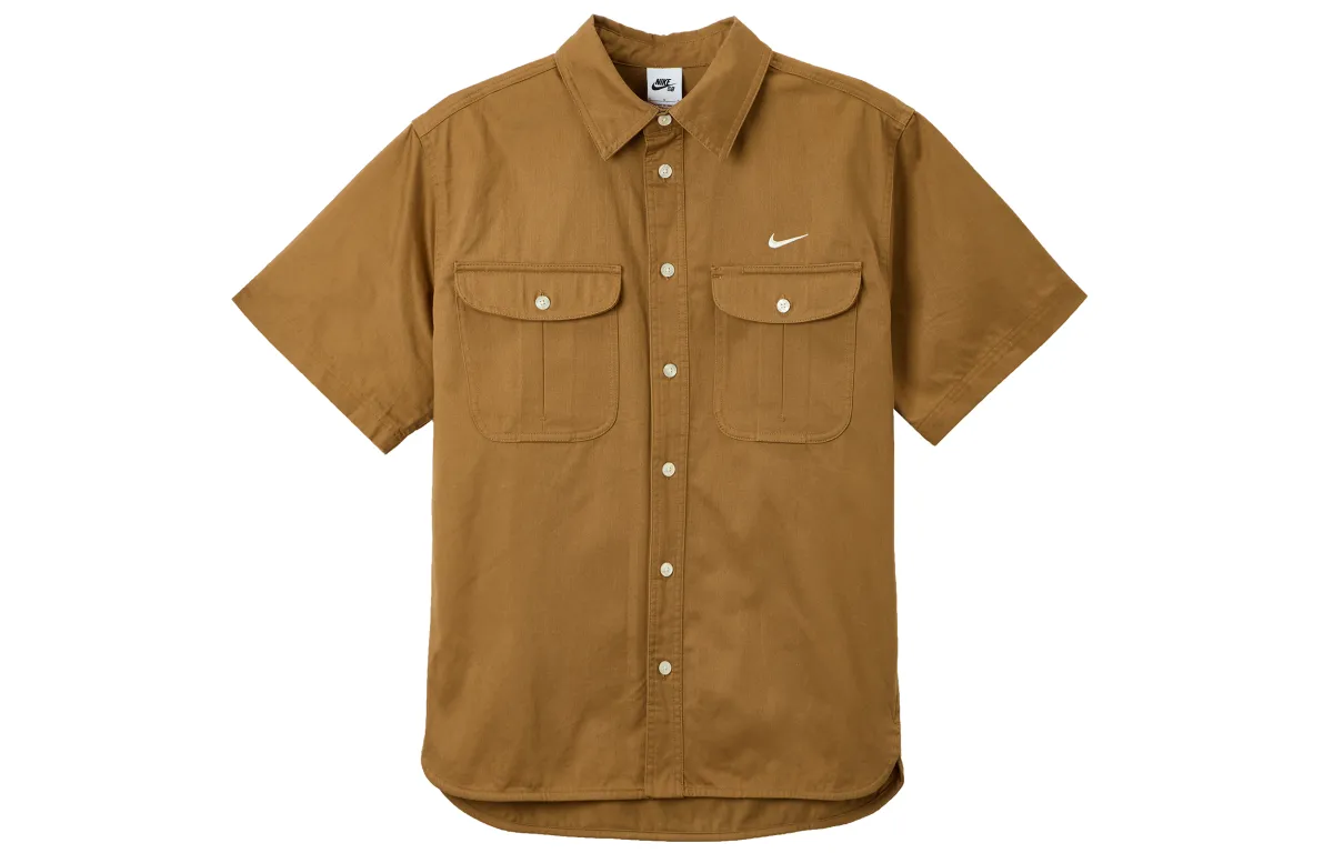 Nike T-Shirts Unisex Brown Moderate Straight Fit