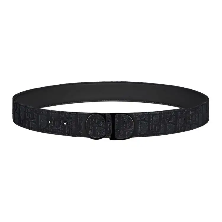 DIOR Cow Leather Belts Men's Black 3.5cm