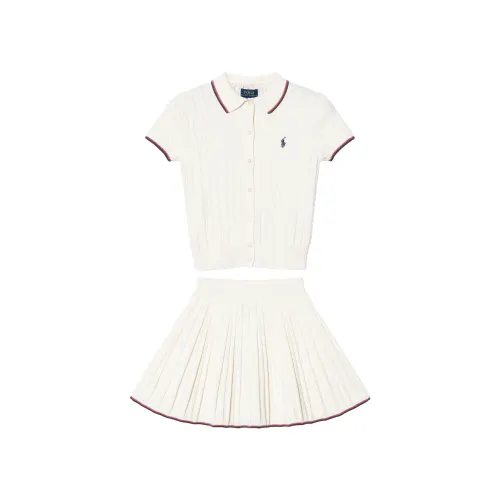 Ralph lauren, set, small pony, knitted skirt, with embroidery, with your logo imprint, print, polo collar, with short sleeve, 2 pieces