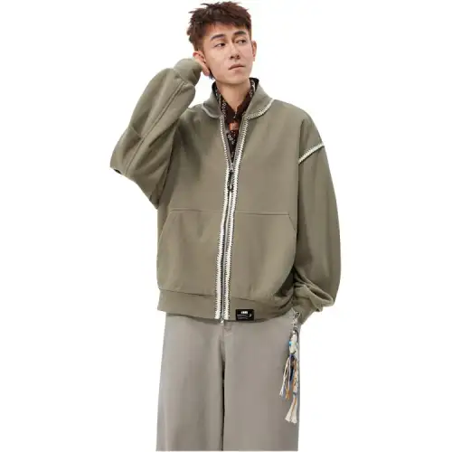ZIAREL Trend retro woven design cardigan, fashionable comfortable shirt, travel keep warm long-sleeve for leisure, sweatshirt for men and women, American style, trend of season