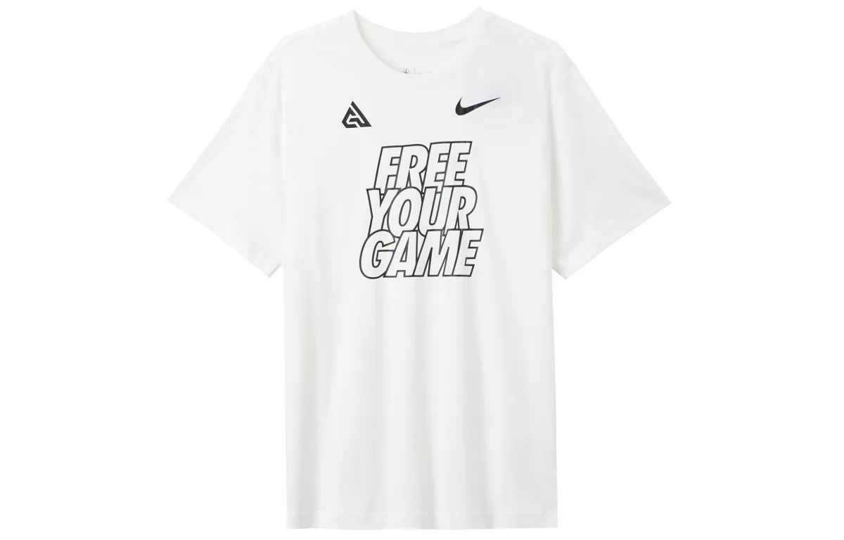 Nike T-Shirts Men's White Crew Neck Moderate Straight Fit