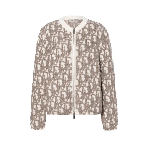 DIOR Sweaters Women's Beige Crew Neck Moderate Cardigan