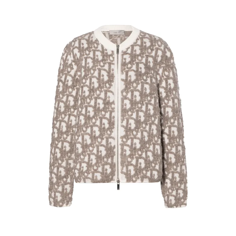 DIOR Sweaters Women's Beige Crew Neck Moderate Cardigan
