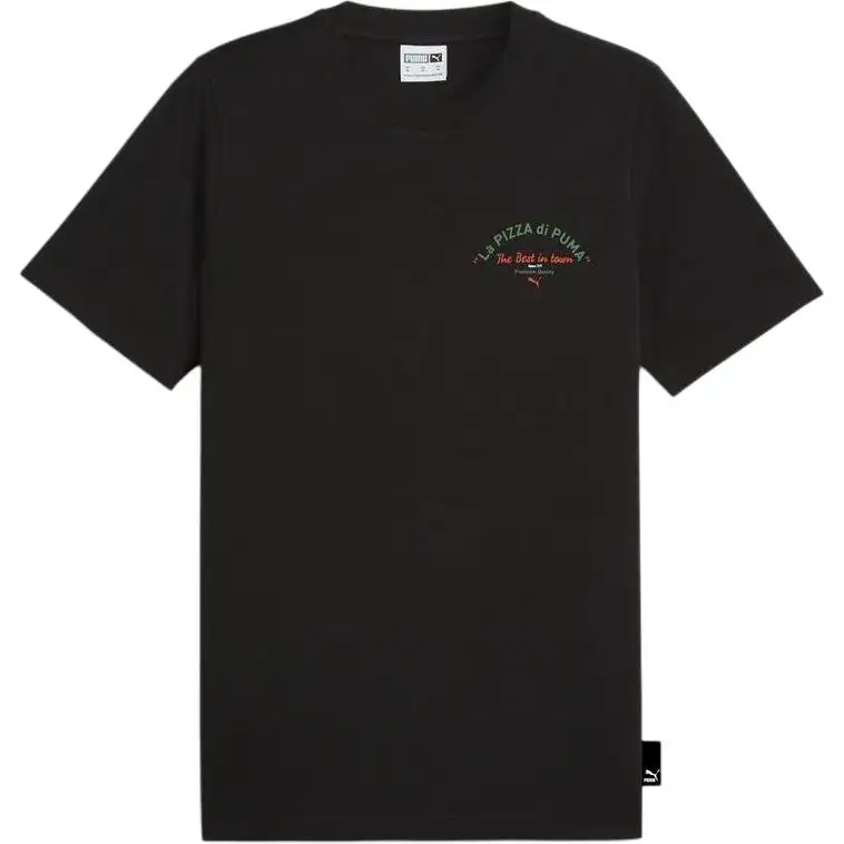 PUMA T Shirts Men's Black Crew Neck Moderate Straight Fit