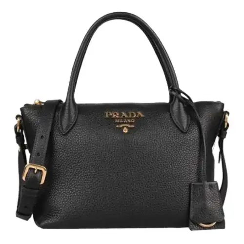 PRADA Cow Leather Handbag Women's Black