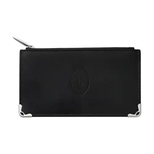 CARTIER Cow Leather Card Holder Women's Black