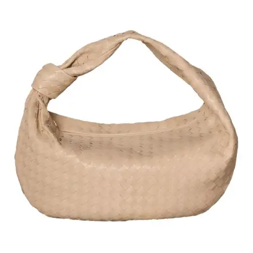 Bottega Veneta Jodie Woven Lambskin Dumpling Bag Clutch Medium Women's Beige