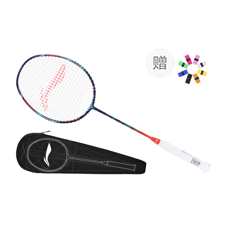 Li Ning Wind Powered 9000C Full Carbon Badminton Rackets Professional 675mm Single Racket Blue Red